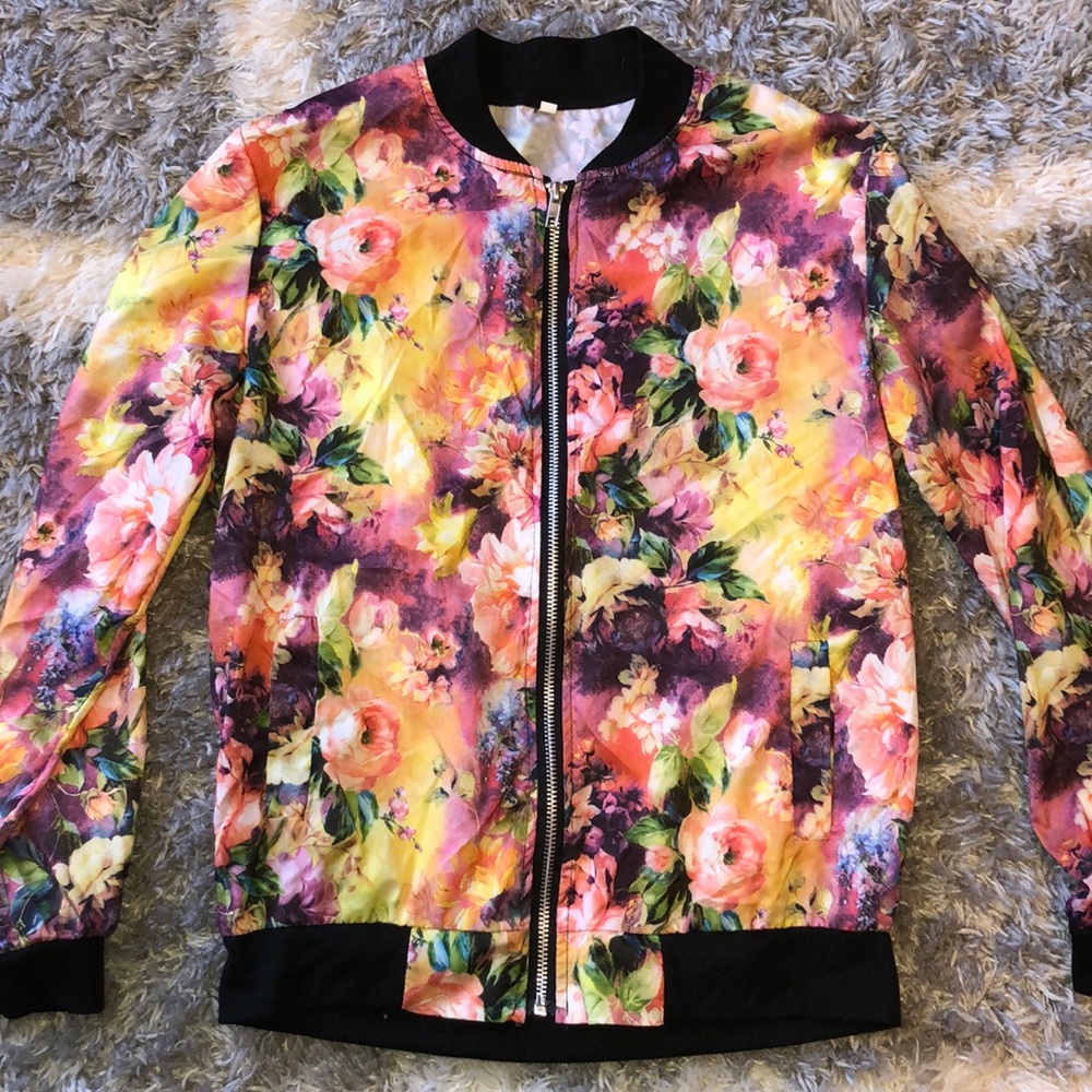 Floral zip up jacket women’s